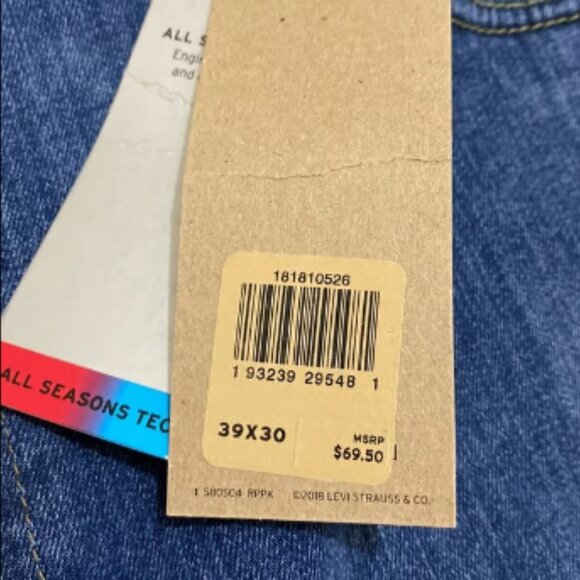 LEVI'S 541 Men’s Athletic Taper Stretch Blue Denim Jeans Size 39x30 - Picture 8 of 8